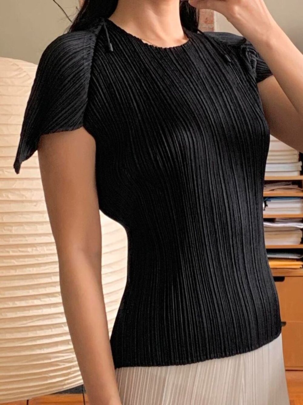 Issey Miyake Pleats Please Pointed Bungee Cord Shoulders Black JP4